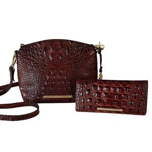 Brahmin Mini-Duxbury Pecan Melbourne Crossbody with Matching Ady Wallet